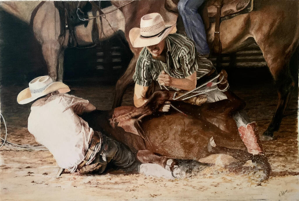 "Dirt on My Boots" 16x24 Pastel Pencils