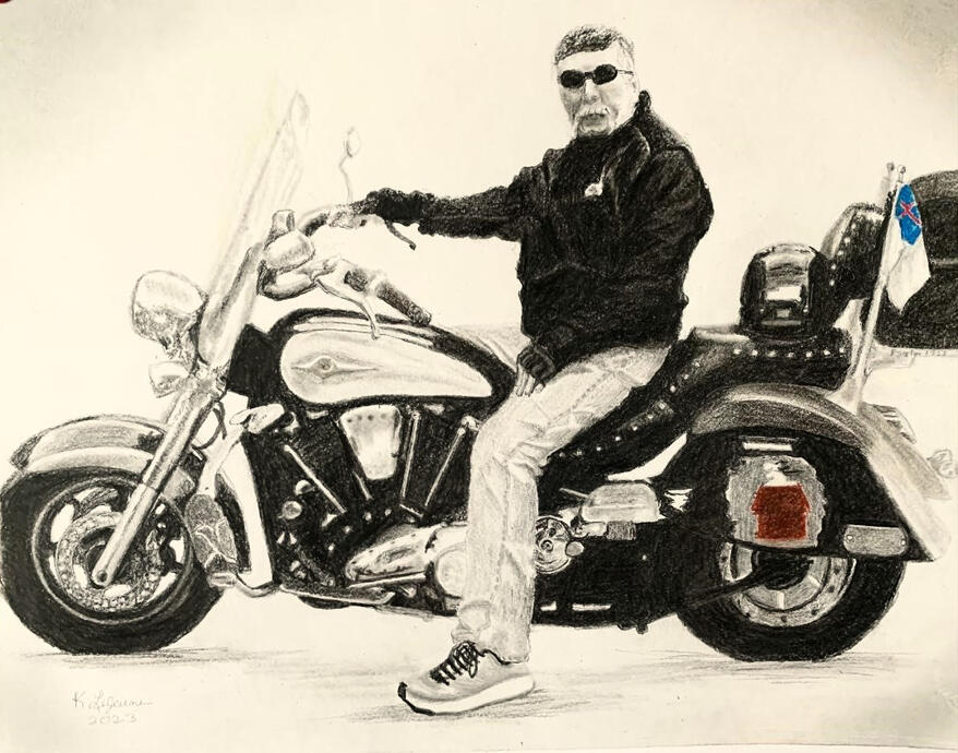 "Blaines Ride" 11x14 charcoal and pastel pencils