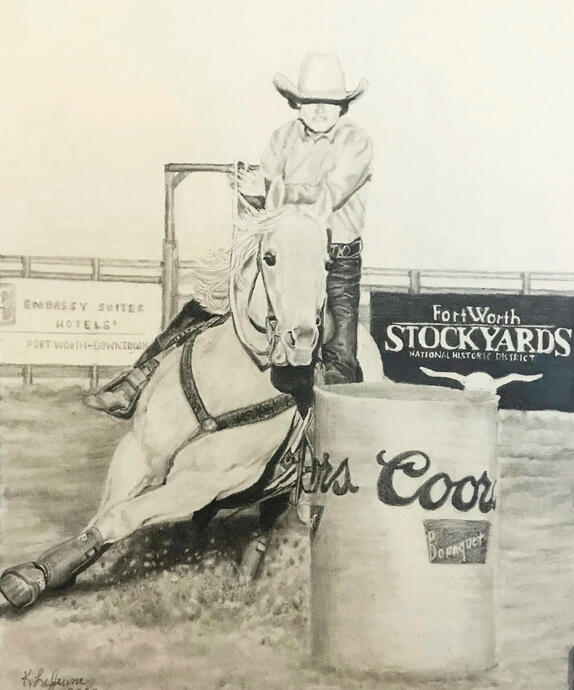 &quot;Ft Worth Time&quot; 14x11 graphite and charcoal