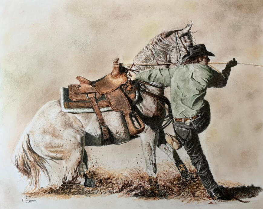 "Flea Bit Team" 16x20 Pastel Pencils & Charcoal