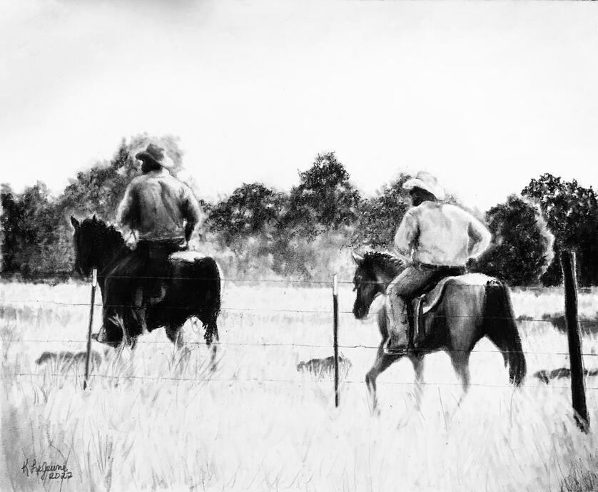 "I'm Watching You Dad" 11x14 charcoal and graphite