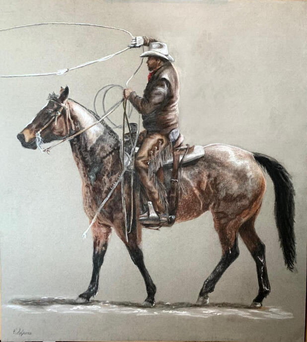 "Just Workin'" 18x18 Pastel Pencils