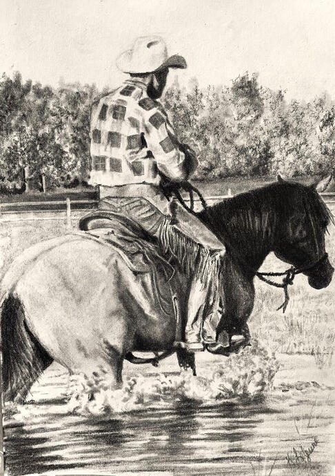 "School Time" 14x11 Charcoal